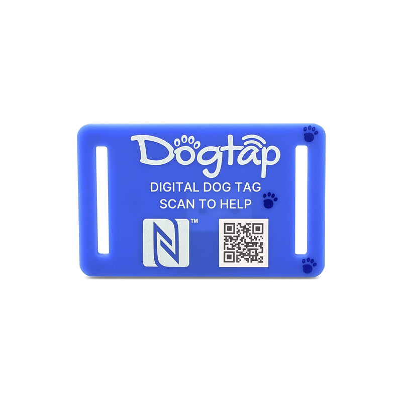Dogtap Light Big, digital dog tag for medium to large dogs, with NFC chip and QR code for contact details and profile, made of silicone, waterproof, flexible, 67 x 40 mm blue - BeesActive Australia