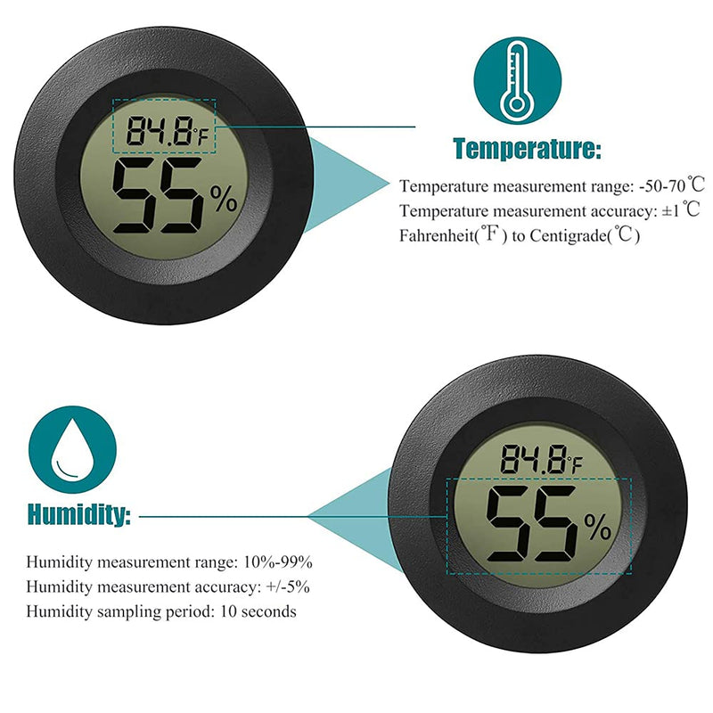 10-Pack Mini Thermometer Hygrometer, Small Digital Electronic Temperature Humidity Meters Gauge Indoor LCD Display for Greenhouse, Garden, Cellar, Fridge, Mason Jar - BeesActive Australia
