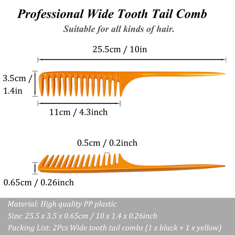 2Packs Wide Tooth Comb Rat Tail Combs for Wet Curly Hair, Premium Detangling Hair Brush Shower Comb, Anti Static Heat Resistant Teasing Combs Styling Comb Set for Women Men, Fit for All Kinds of Hair 2-Pack Tail Combs - BeesActive Australia