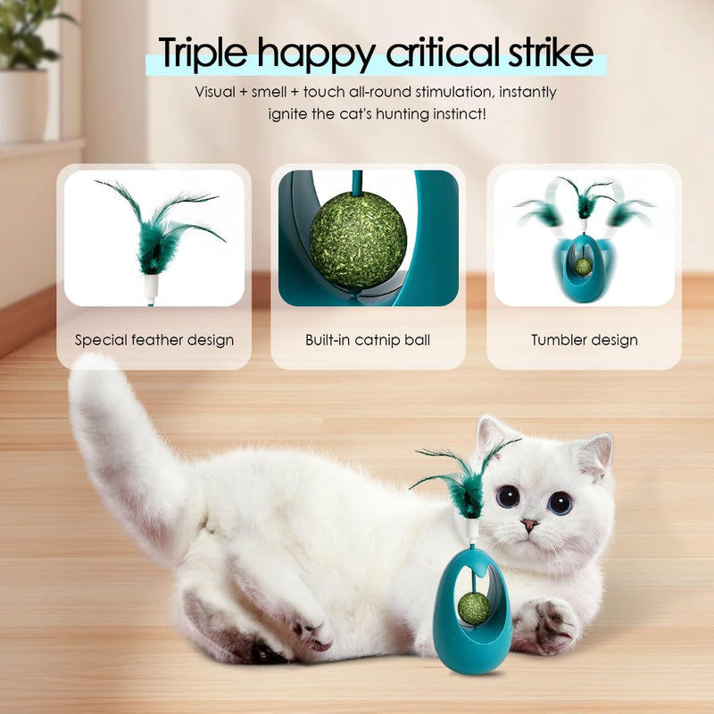 Tumbler Interactive Feather cat Toy with Mint Ball Interactive Cutout cat Supplies Pet Toy. Stimulate Hunting Instinct, Promote Physical and Mental Ex