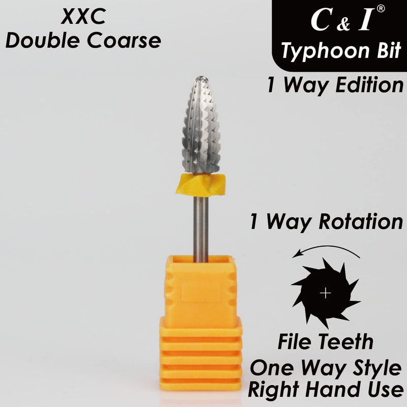 C & I Nail Drill Typhoon Style Efile for Electric File Machine, 1 Way Sharp File-Teeth for Acrylic Gel Nails Remove, Manicure Tools for Nail Techs Use, Right Hand Use Only (Double Coarse -XXC) Double Coarse -XXC - BeesActive Australia
