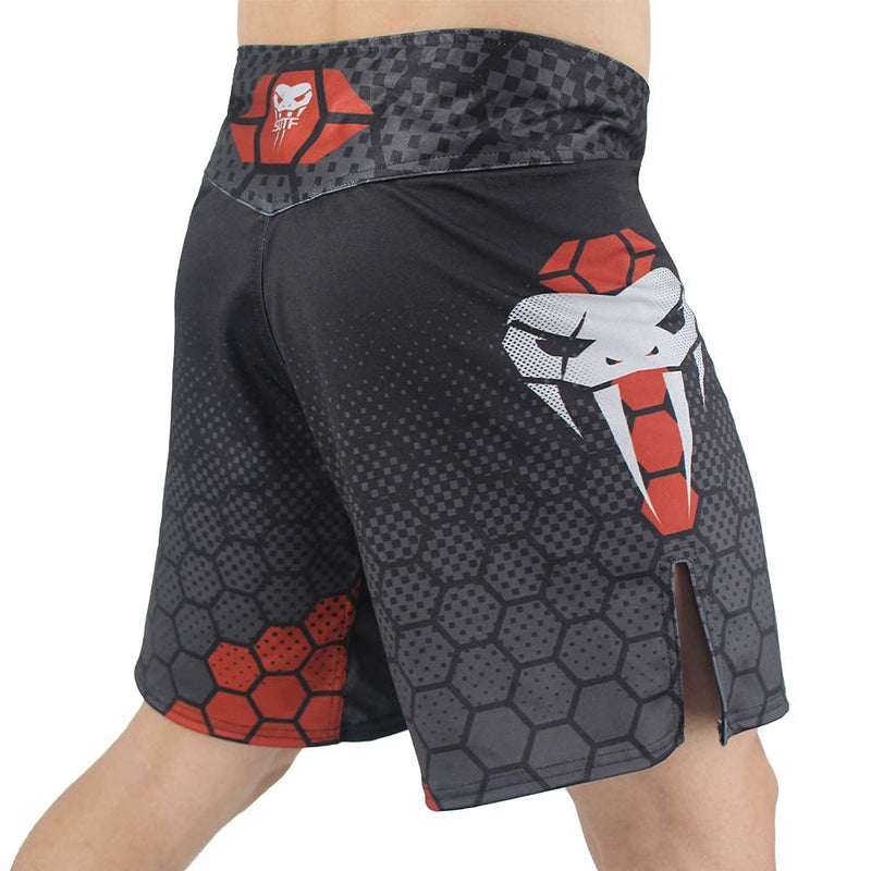Boxing Shorts for Men Training Fight Shorts Men MMA BJJ Shorts No Gi Black Red Medium