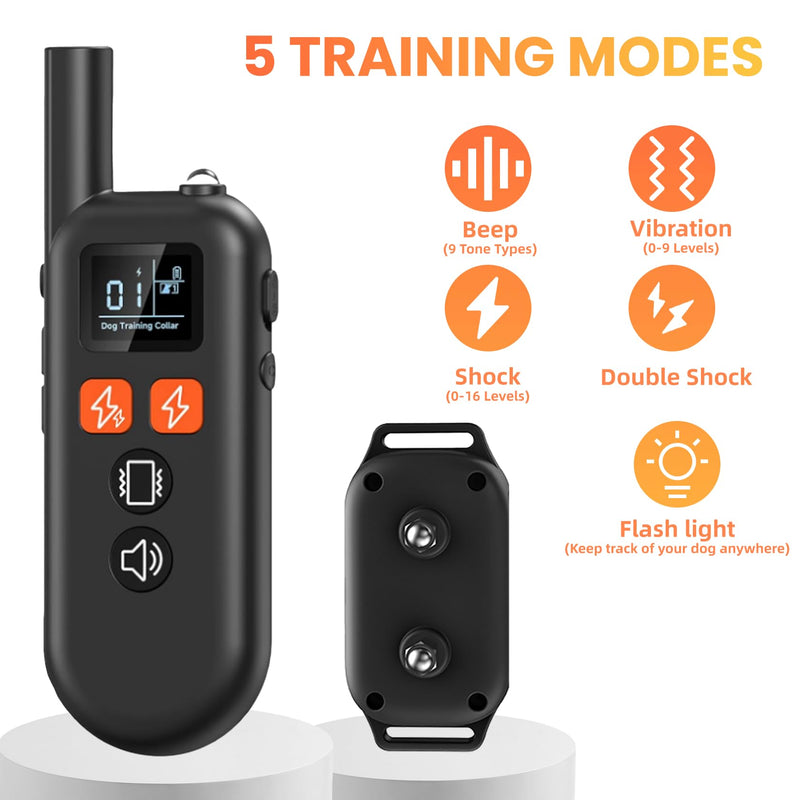 Dog Training Collar 3300FT with Remote IPX7 Waterproof Collar Rechargeable with Spare Collar for Large Medium Dogs 6-130lbs(Black) Black - BeesActive Australia