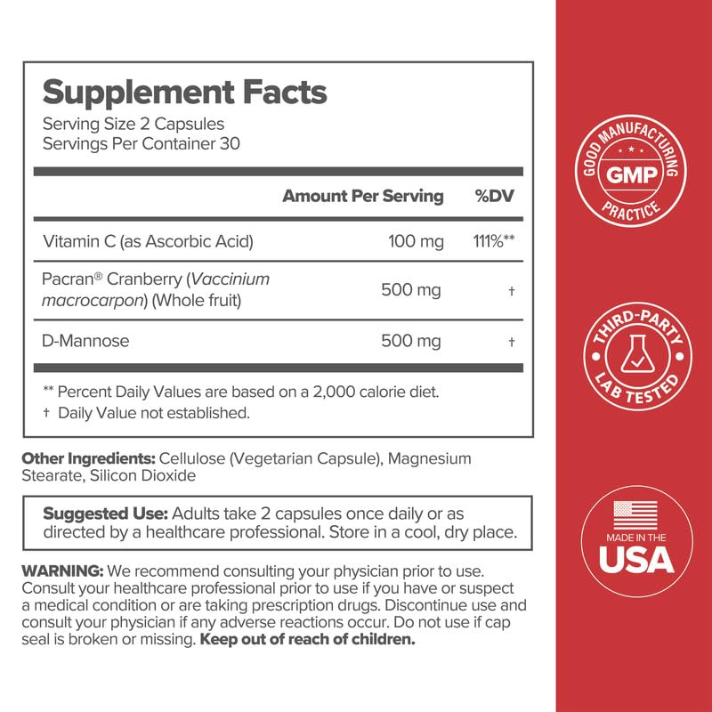 O Positiv URO Urinary Tract Health Supplement for Women, 60 Count (Pack of 1) - Urinary Support Vitamins with Pacran Complete Cranberry Extract, D-Mannose, & Vitamin C - Vegan & Gluten-Free 60 Count (Pack of 1)