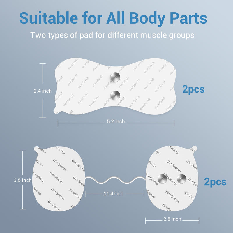 Comfytemp Official TENS Unit Replacement Pads for K6114/K6122, 4 Pack FSA HSA Eligible Wireless TENS Pads, Reusable Self Adhesive Electrodes with Premium Quality, Non-Irritating Design - BeesActive Australia