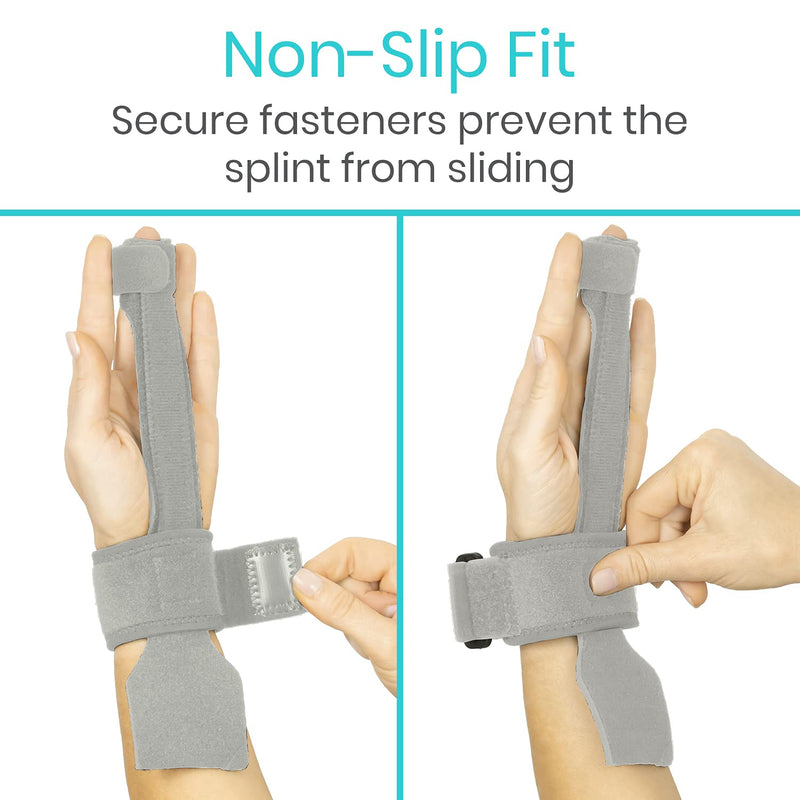 Vive Finger Splints for Trigger Finger - For Broken Fingers, Hand, Middle, Ring, Wrist - Adjustable Brace Support - Locking Straightening Immobilizer for Sprains, Pain Relief, Mallet Injury, Arthritis Grey