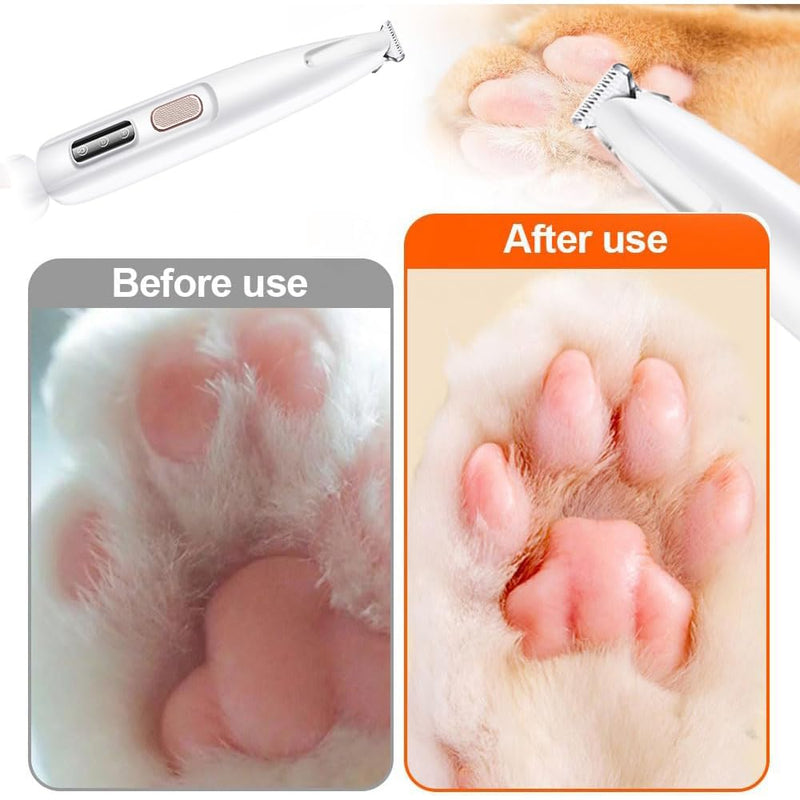 Saffory Paw Trimmer,Dog Paw Trimmer,Electric Pet Paw Trimmer with LED Light,Waterproof Pet Micro Precision Trimmer,Rechargeable Pet Paw Trimmer Low Noise Pet Hair Shaver for Dogs Cats(Upgrade) Upgrade