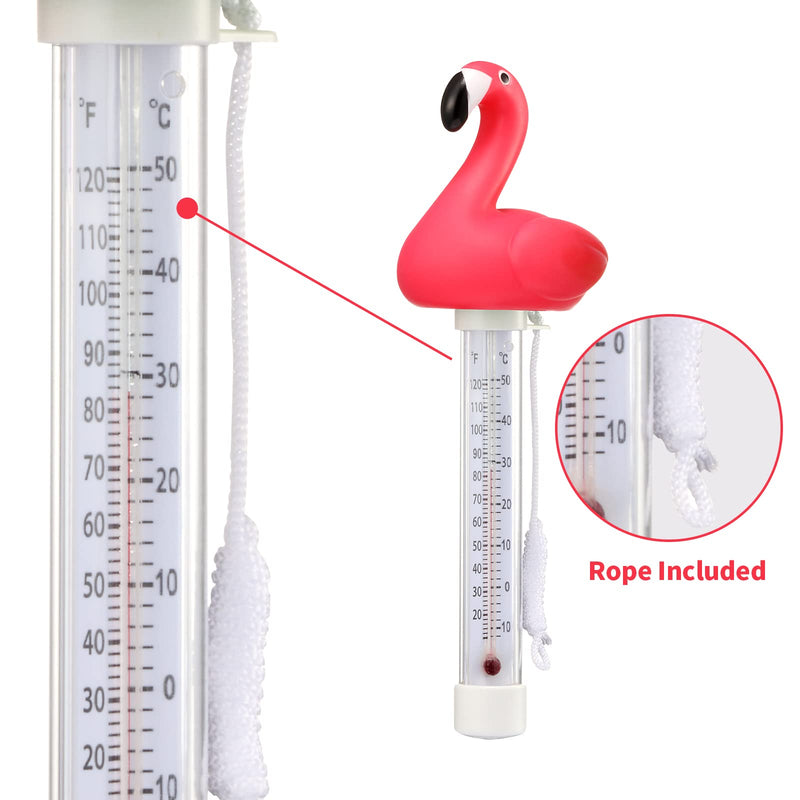 2 Packs Floating Pool Thermometer, Flamingo & Turtle Design Large Size Easy Accurate Readings for Water Temperature, Shatter Resistant with String for Outdoor & Indoor Swimming Pools & Spas - BeesActive Australia