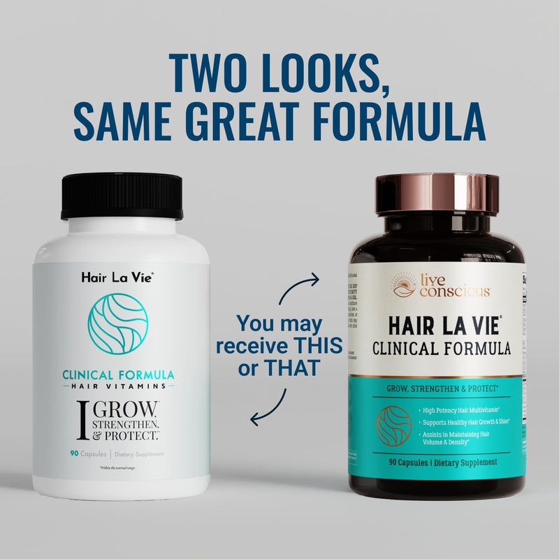 Hair La Vie Live Conscious Clinical Formula Hair Growth Vitamins for Women and Men w/Biotin, Collagen & Saw Palmetto (Pack of 1) 90 Count (Pack of 1)
