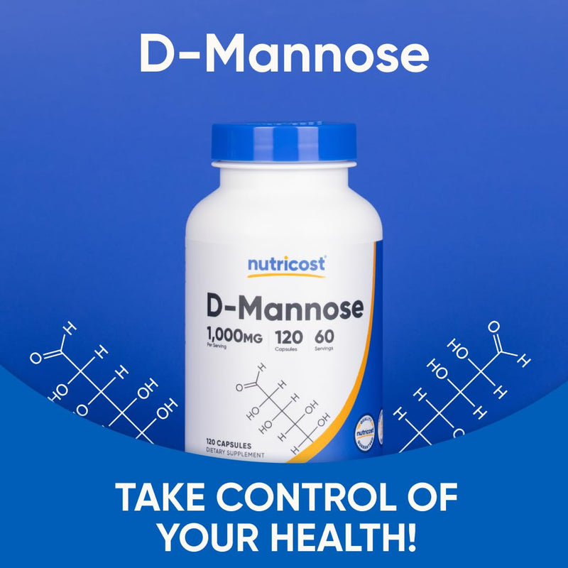 Nutricost D-Mannose 1000mg Per Serving, 120 Capsules - 500mg Per Capsule, Urinary Tract Health, Non-GMO and Gluten Free (Pack of 2) 120 Count (Pack of 2)