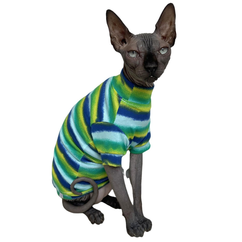 Limited Edition Sphynx Cat Cotton T-Shirts Hairless Cat Sweatshirt Pet Kitten Clothes Round Collar Kitten Shirts Vest Cats & Small Dogs Apparel (Reflection, L (7.7-9.9 lbs)) L (7.7-9.9 lbs) Reflection - BeesActive Australia
