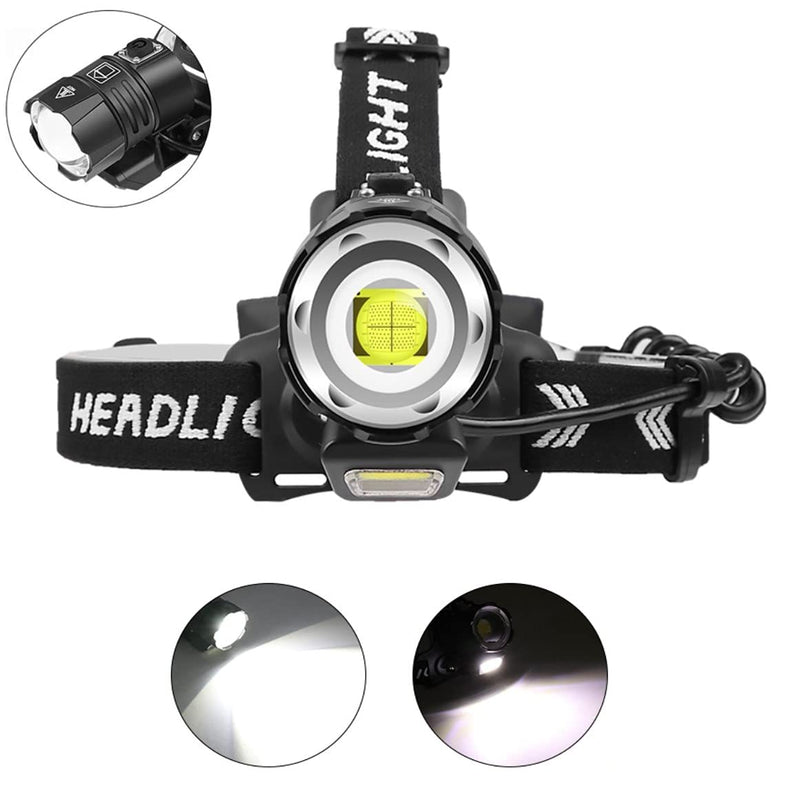 Headlamp USB Rechargeable Super Bright High Lumens,XHP90 LED Headlamps with Power Bank Function Head Torch,Waterproof Zoomable 4 Modes Powerful Headlight for Hunting,Fishing,Camping