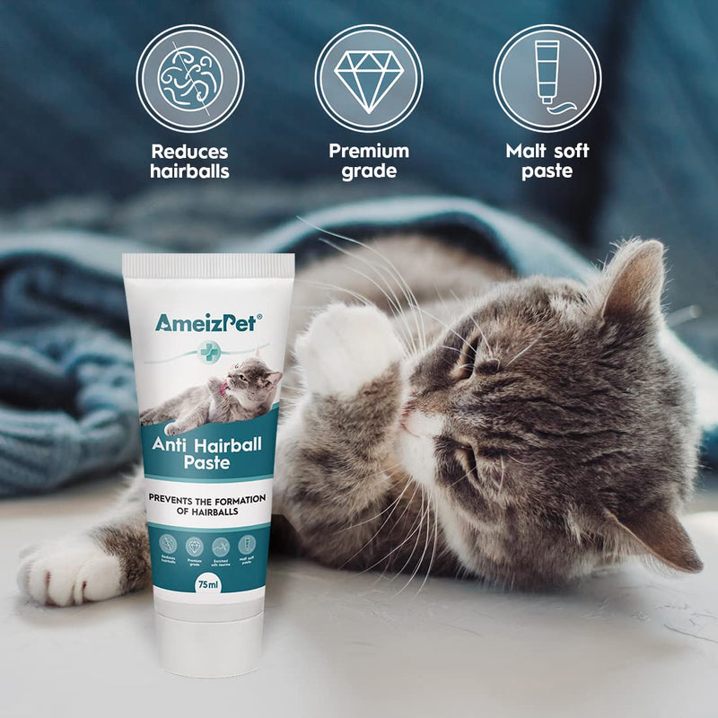 AmeizPet Malt Paste for Cats Antihairball, Cat Pastes with Malt Extract - Cat Malt Agent Against Hairballs, 100g (3.52 Oz) Malt & Taurine - BeesActive Australia