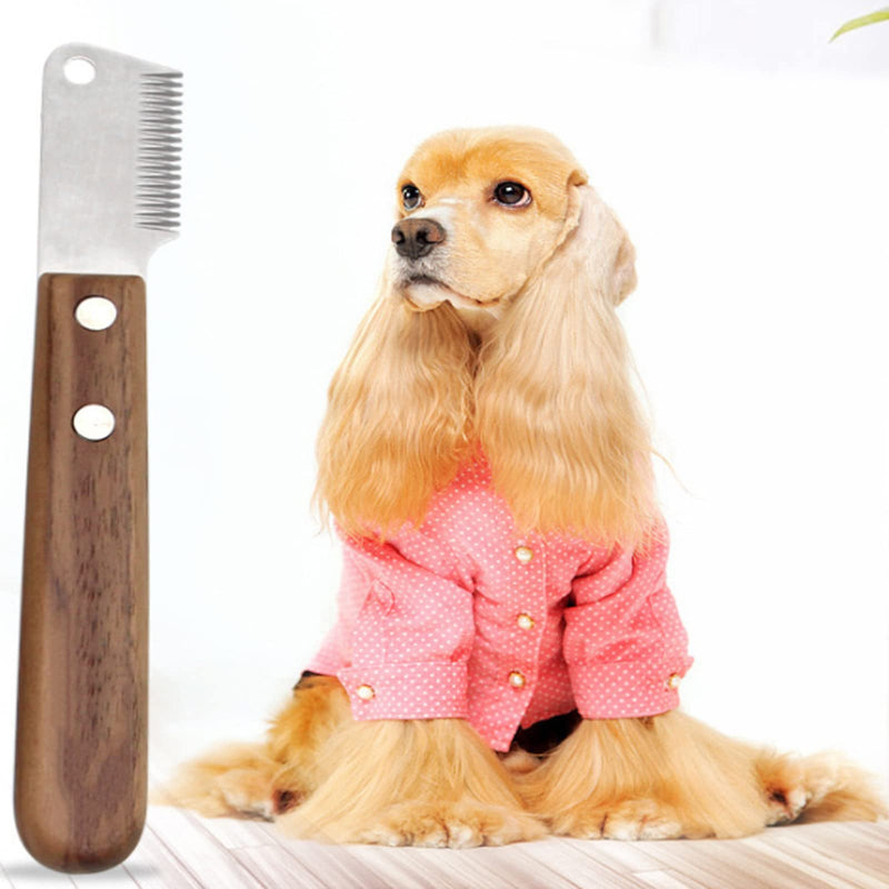 Vastsea Professional trimming knife, dog trimming knife with wooden handle, ergonomically shaped handle for right-handed use, applicable for pet grooming, most dogs - BeesActive Australia
