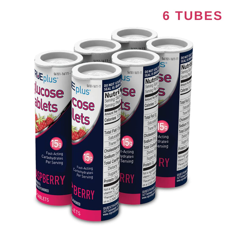 TRUEplus Glucose Tablets, Raspberry Flavor - 6X 10ct Tubes - BeesActive Australia