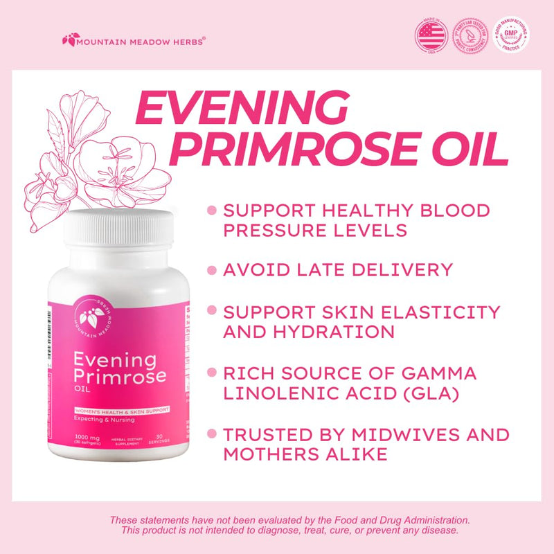 Mountain Meadow Herbs Evening Primrose Oil 1,000mg ‚Äì Omega-6 Fatty Acids for Women‚Äôs Health, Supports Clear Skin & Hormonal Balance, Gluten-Free, Easy-to-Take Softgels (30 Count) - BeesActive Australia