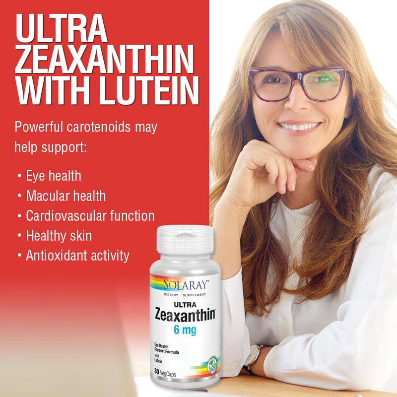 SOLARAY Ultra Zeaxanthin 6 mg, 30 Capsules | Eye & Macular Health Support, Zeaxanthin, Lutein, Bilberry & Blueberry, 30 Servings, Lab Verified
