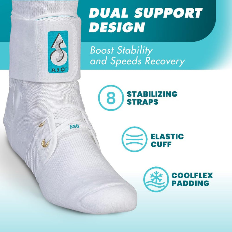 Med Spec ASO Ankle Stabilizer - Lace Up Ankle Brace for Sprained Ankle and Peroneal Tendonitis, Orthopedic Ankle Support for Men, Women, Adults, Teens and Kids, Sports Injury Recovery White Medium - BeesActive Australia