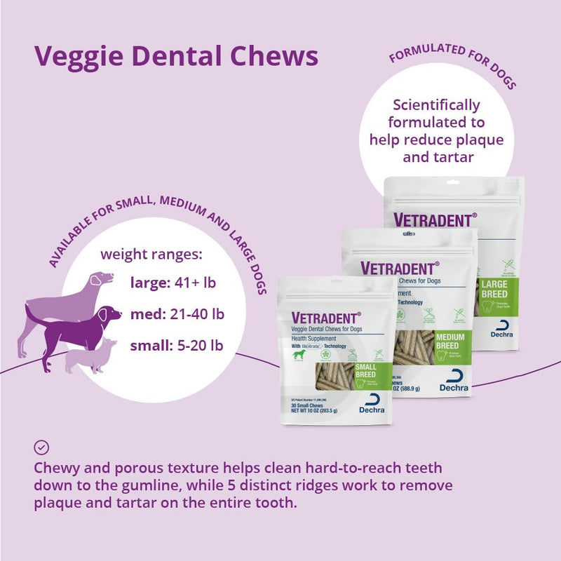 Vetradent® Veggie Dental Chews for Small Dogs 0.33 Ounce (Pack of 30)