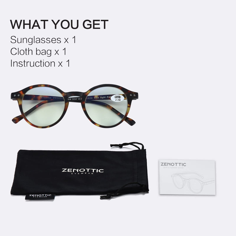 ZENOTTIC Reading Glasses Blue Light Blocking Round Glasses for Men Women Magnification 0.0 1.0 1.5 2.0 2.5 3.0 3.5 Tortoise 2.5 x - BeesActive Australia