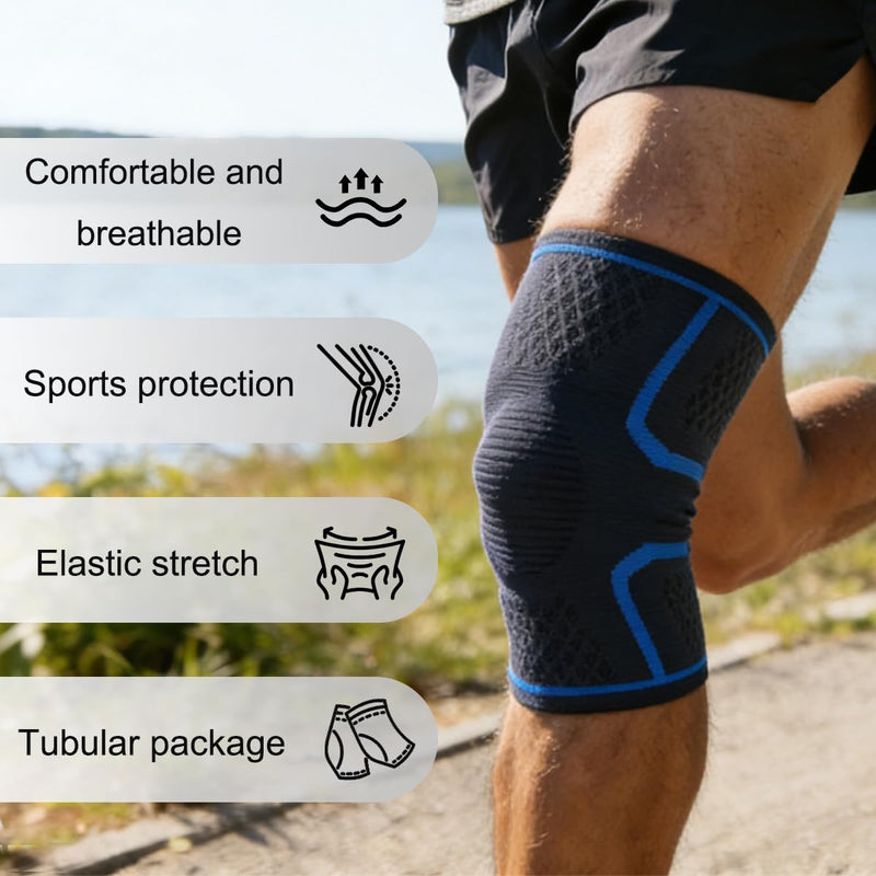 2-Pack Compression Knee Brace for Women & Men - Knee Support Sleeve for Running, Weightlifting, Meniscus Tear, Arthritis Pain Relief, Breathable Anti-Slip Sports Knee Sleeves (Black) Black - BeesActive Australia