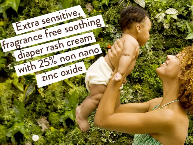 Babo Botanicals Sensitive Baby Fragrance-Free Diaper Cream - 25% Natural Zinc Oxide - Calendula, Shea & Cocoa Butter - EWG Verified - Vegan 3 Ounce (Pack of 1)