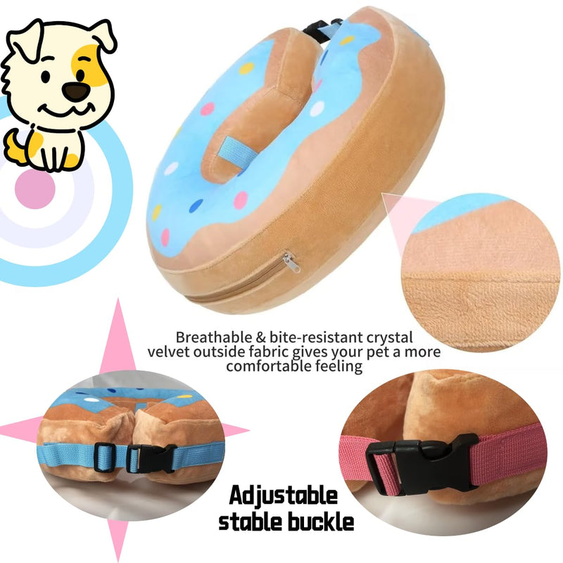 LittleBean Inflatable Neck Brace Dog Cat Protective Collar Collars for Pets Dog Collar Leak Protection for Recovery After Surgery or Wounds (Pink Donuts, [Neck: 16"-18.5"] XL) Pink Donuts - BeesActive Australia