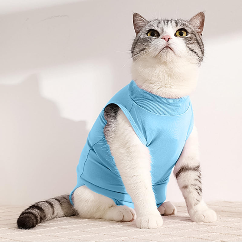 Amexo Cat Bodysuit Post-Op One-Piece for Cat Recovery Professional Recovery Suit for Cats and Dogs E-Collar Alternative Recovery Suit for Pets (Blue, M) Blue - BeesActive Australia