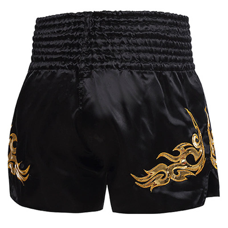 Muay Thai Shorts Boxing Fight Kickboxing Grappling Training Workout Gym Shorts for Men Women Kids X-Small Black 01
