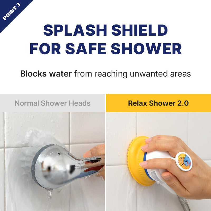 [PETHROOM] Pet Relaxing Grooming Brush Scrubber Shower Wash Head Attachment for Dogs and Cats Spa Washing & Bathing | Dog Cat Hair Deshedding Splash Shield | Massage Rubber Bath Tool - BeesActive Australia