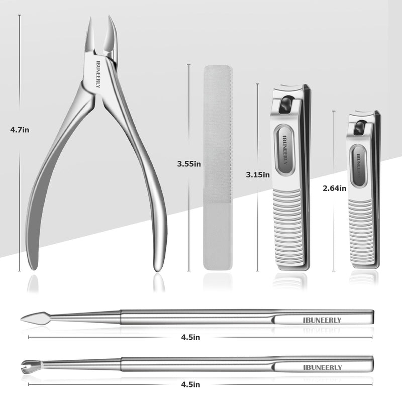 Manicure Set, Nail Cutters Set with Travel Leather Case, Professional Manicure Tools for Thick Nail & Ingrown Nail, Nail Cutters for Men and Women, Silver - BeesActive Australia