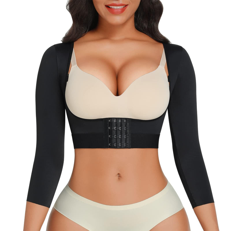 FeelinGirl Upper Arm Shaper for Women Faja Post Surgery Slimming Compression Sleeves Arm Lipo Compression Garments Small Black