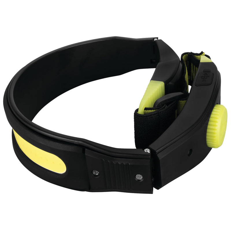 Performance Tool W2690 Firepoint 600LM Li-Ion LED Folding Headlamp, USB-C Charging, Adjustable Strap, Motion Sensor, Dimmable, Foldable Frame, Black/Green