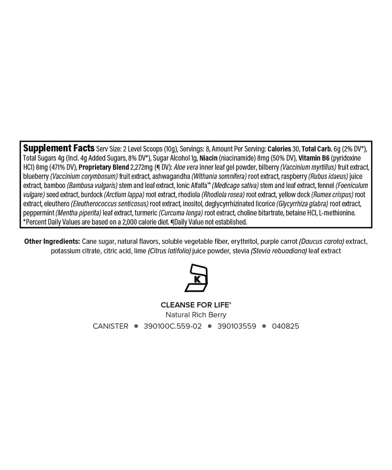 Isagenix Cleanse for Life, Powder, Natural Rich Berry, 3.4 oz, 16 Servings | No Laxatives or Diuretics, Supports Metabolism, Contains Vitamin B12 and Niacin, Powder Cleanse Drink