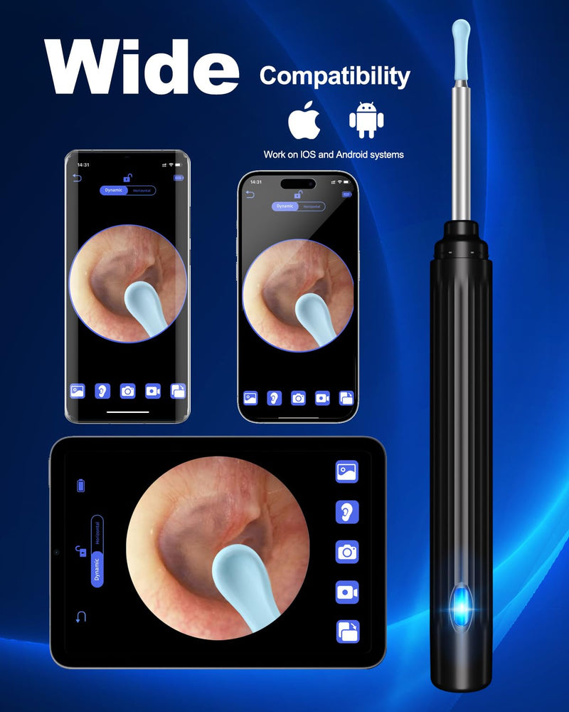 Ear Wax Removal Kit,Ear Cleaner with Camera,Ear Cleaning Kit 1269P HD Otoscope with Lights and 6 Ear Picks, Earwax Removal for Adults and Children Black - BeesActive Australia