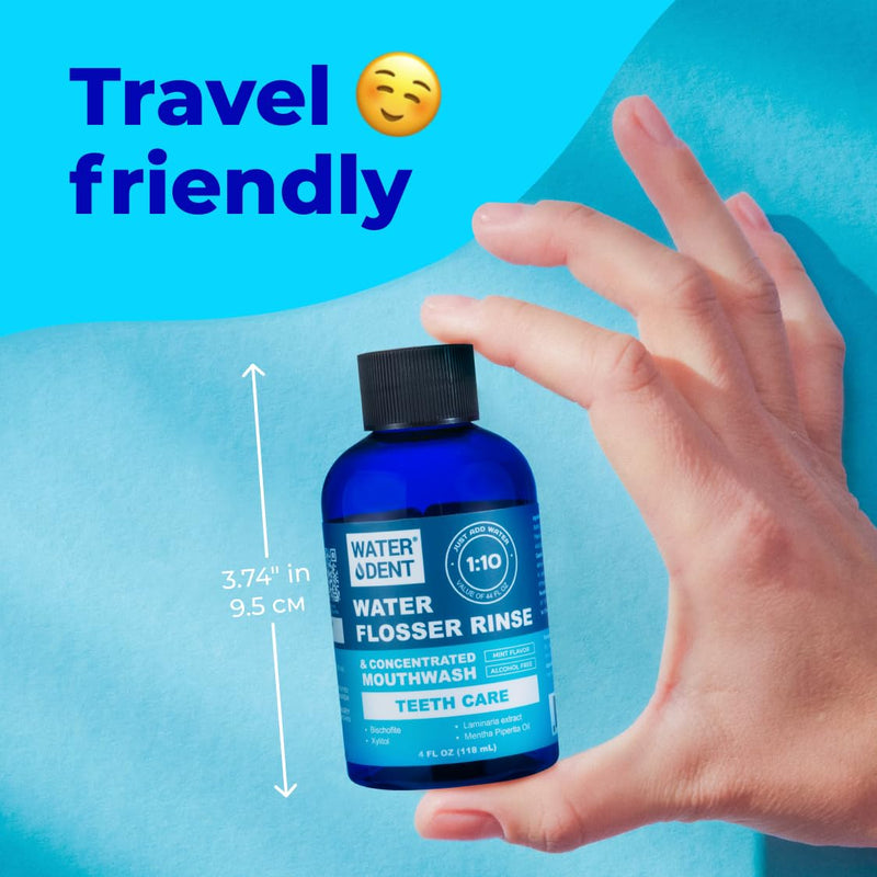 | Water Flosser Rinse, IRRIGANT, Concentrate Mouthwash | When dilluted1:10 = 44 fl.oz, Travel Size, Add to Oral irrigator, Mint Flavor, Alcohol & Fluoride Free. Made in USA | 4 fl.oz 4 Fl Oz (Pack of 1) - BeesActive Australia