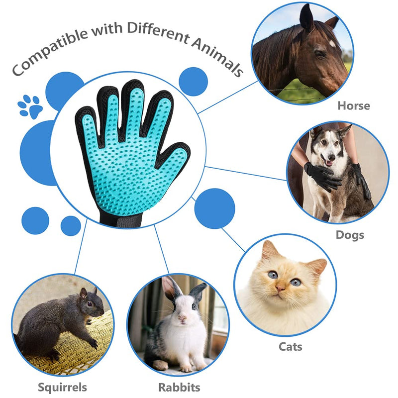 Upgraded Pet Grooming Gloves with Sturdy Teeth, Dexterous Dog Hair Removal for Gentle Shedding, Shampoo Horse Bathing Supplies for Washing, Scrubber Massage Cleaning Brushes, One Size, Pair of 1 - BeesActive Australia