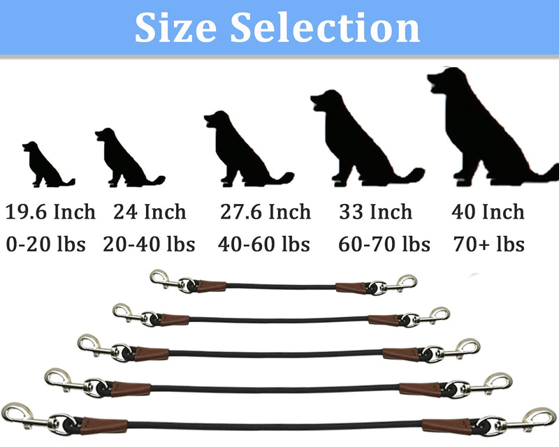 MayPaw Training Tie Down- Short Dog Tether Indoor- Strong Rope Dog Car Leash Seat Belt- 5 Sizes Vehicle Safety Restraint Lead for Small Medium Large Dogs, 24 Inch 24 Inch/61 CM black - BeesActive Australia