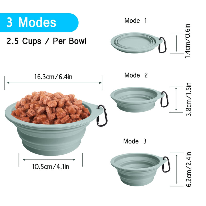 PetBonus 2-Pack Silicone Collapsible Dog Bowls, BPA Free Dishwasher Safe, Portable Foldable Expandable Travel Bowl, Food Water Feeding Cup Dish for Dogs Cats with 2 Carabiners (Turquoise, Tan) 20 Oz Turquoise, Tan - BeesActive Australia