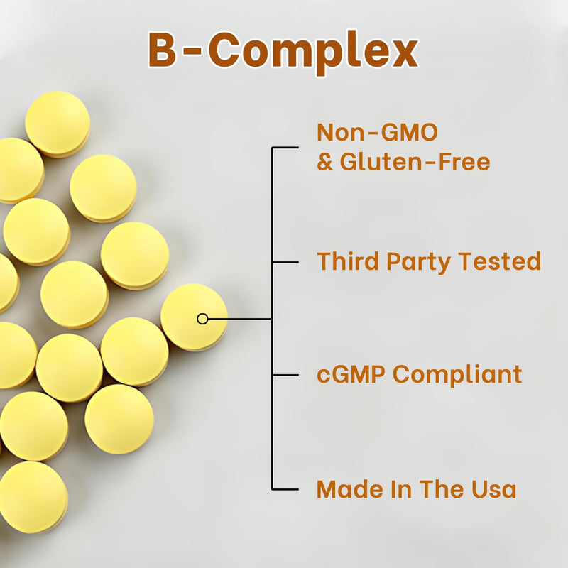 Zammex Vitamin B Complex with Inositol and Biotin – Full Spectrum B Vitamins B1 B2 B3 B6 B12 Non-GMO · Vegan-Friendly – 60 Tablets