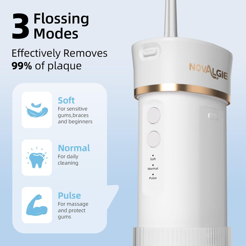 Portable Water Flosser Travel: Mini Cordless Oral Irrigator with Telescopic 180ML Tank 3 Mode 5 Nozzles, IPX7 Waterproof Teeth Cleaner for Braces, Orthodontic, Sensitive Gums Home