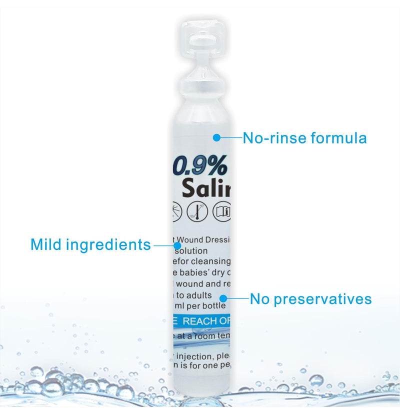 Skin and Wound Cleanser, 20-Pack Sterile Saline Solution, 0.9% Saline Solution,Wound Wash & Nasal Rinse