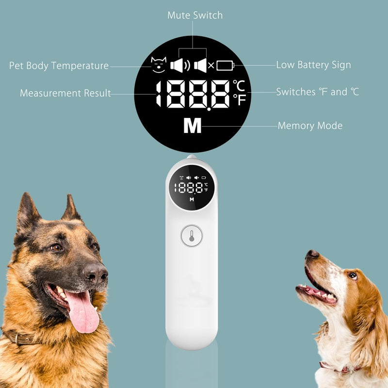 Pet Ear Thermometer for Dogs and Livestock - Includes 20 Pet Swabs, Suitable for Dogs, Cats, Infrared Fast and Accurate Canine Temperature Monitor - Switches ℉ and ℃ - BeesActive Australia