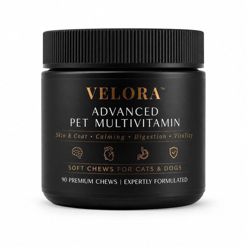 Velora Signature 5-in-1 Multivitamin Chews for Pets — Advanced Daily Wellness Support for Cardiac Health, Luxurious Skin & Coat, Digestive Comfort, Immune Defense, and Everyday Vitality • 90 Chews Dog