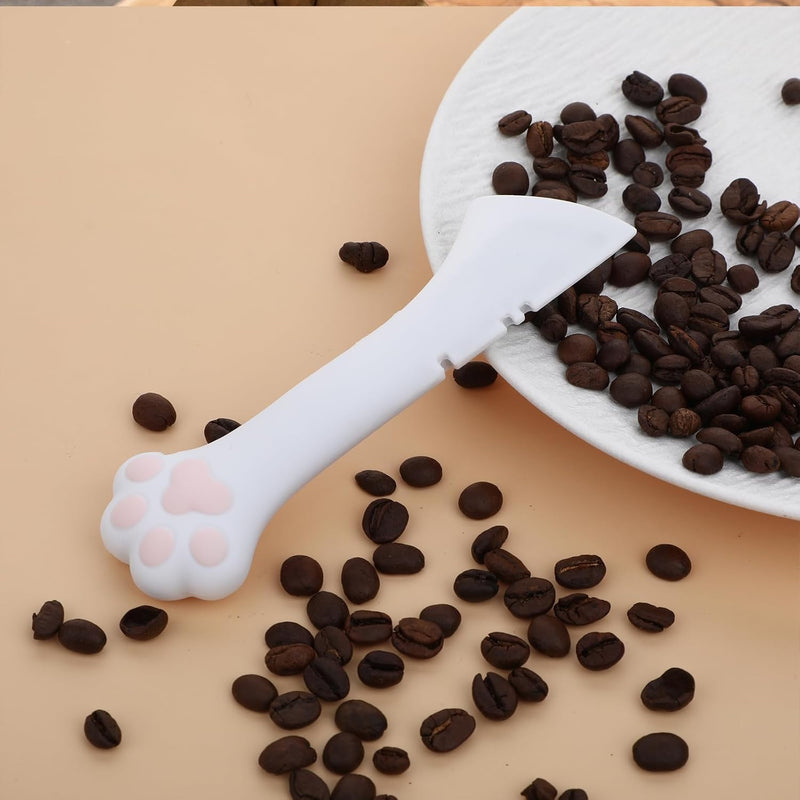 2Pcs Silicone Pet Food Spoon Dog Cat Food Spoon Cat Food Can Opener Paw Cute Paw Cat Food Spoon Wet or Dry Food Short Spoon White Spatula Scoop Mixing Spoons for Dog Cat Canned Food - BeesActive Australia