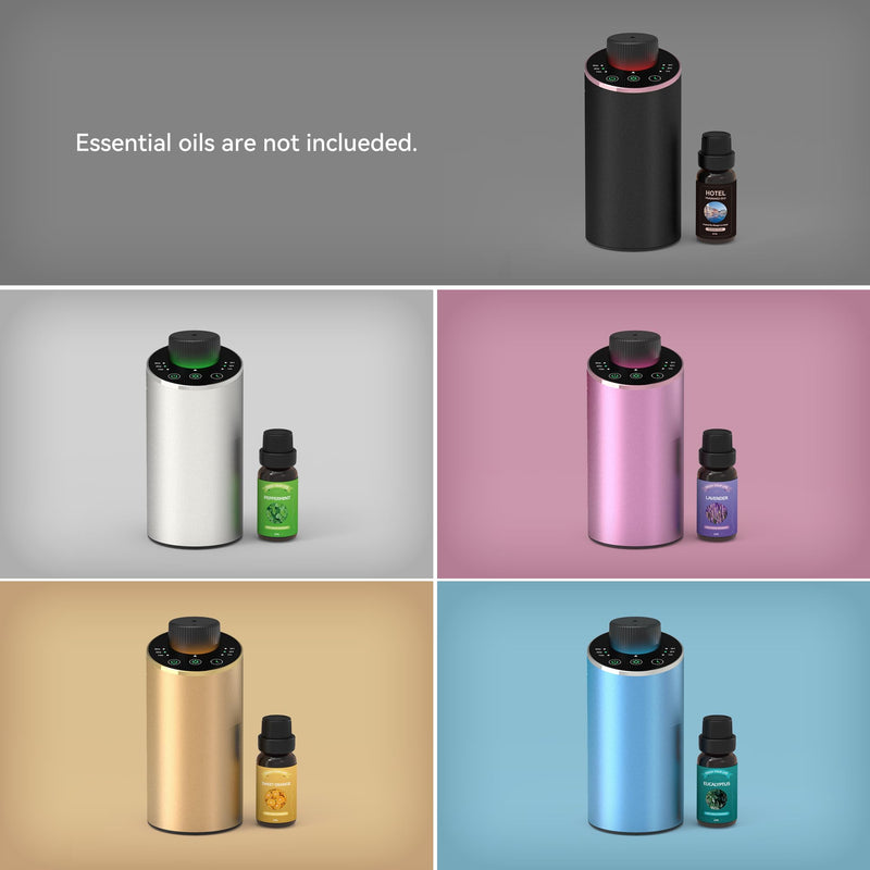 Waterless Essential Oil Diffuser Aromatherapy Scent Diffusers for Home Large Room, Bedroom, Car, Office, Desk, Battery Operated Mini Portable Air Freshener, 3 Countdown Timers & 3 Mist Levels Black - BeesActive Australia