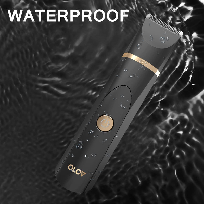 OLOV Electric Groin Hair Trimmer - Ball Trimmer for Men - Nose Hair Trimmer, Replaceable Ceramic Blade Heads, USB Recharge Dock & Nosetrimmer Head, Waterproof Male Hygiene Razor Black Trimmer - BeesActive Australia