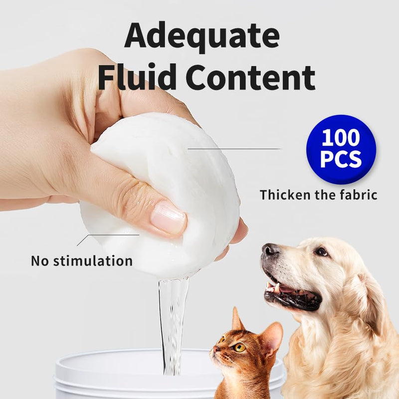 Eyes Wipes for Dogs & Cats - Gently Remove Tear Stain, Eye Debris, Discharge, Mucus Secretions - Coconut Oil Pet Cleaning Grooming Deodorizing Wipes for Eyes, Wrinkle, Face - 100pcs - BeesActive Australia