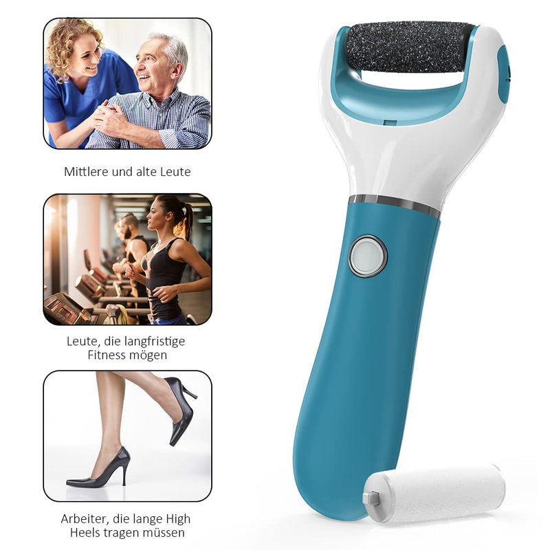 Electric Foot File Callus Remover Professional, 2-Speed Rechargeable Pedicure Tool for Remove Calluses, Dry, Hard, Dead, Cracked Skin, Includes 2 Coarses (Blue) - BeesActive Australia