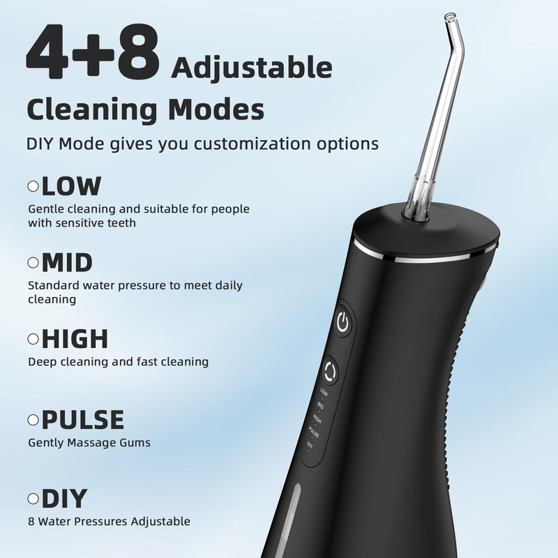 Water Flosser for Teeth Cordless Rechargeable Electric Tooth Flosser 4 Modes